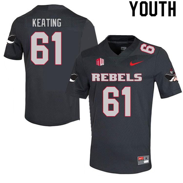 Youth #61 Graham Keating UNLV Rebels College Football Jerseys Sale-Charcoal - Click Image to Close
